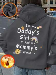 一件少女休闲印花套头卫衣，保暖内衬，长袖，秋冬季学生青少年服装 - 趣味多彩的卫衣，激发每个孩子的想象力 - 深灰色 - 查看 7