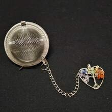 1/5/10 piezas Infusor de té con colgante de árbol de la vida, filtro de té de malla premium, difusor de té con cadena extendida y gancho para infusionar hojas de té sueltas y especias y condimentos, con colgante de piedra natural y cristal