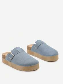 Weiche Kunstvelour-Clogs für Damen - Lässiger Sommerurlaub - Blau - Übersicht 5