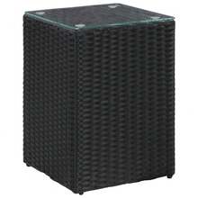 vidaXL Beistelltische 3 Stk. Mit Glasplatte Schwarz Poly Rattan - Black - View 3