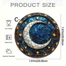 Decoração Suspensa Acrílica Redonda - Design de Lua Crescente em Vidro Pintado com Cores de Outono, Peça de Arte para Janela, Parede, Varanda, Decoração de Jardim, Decoração de Iluminação, Acento de Varanda, Design de Moldura Delicada, Artesanato Artístico - Acrílico redondo - Visão 11