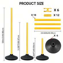 CENLEN The Agility Training Rod Equipment Consists Of Six 59.06inch Flexible Agility Rods, Six 2.2LB Rubber Bases For Speed Training, Football Training, And Football Cones For Basketball Players - Yellow - View 9