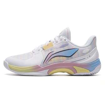 LINING Men & Women Badminton Shoes Assault II, Synthetic Leather & Textile Upper, Breathable For Daily Casual, Training, Competition, Standard White AYTV013-1