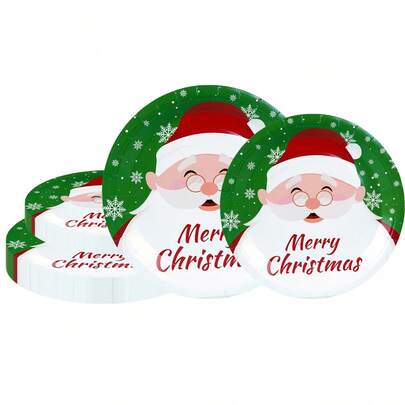 [New Arrivals For Christmas]Christmas Themed 20/10pcs Disposable Plates, Including 7-Inch And 9-Inch Paper Plates, Suitable For Holiday Themed Parties, Daily Gatherings, Clubs, Tea Parties, Picnics, And Outdoor Outings. Kitchen And Restaurant Decoration, Party Supplies, Paper Plates, Dining Plates, Festive Atmosphere, Surprise Parties, Birthday Decorations
