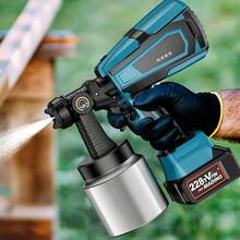 Pulverizador de pintura inalámbrico sin escobillas, caudal de 1200 ml/min y pistola de pintura eléctrica de 1000 ml para muebles y paredes. - Azul - Ver 5