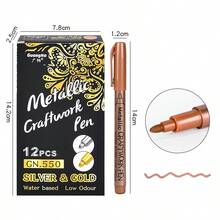1/3/4/12/24支装水彩金属马克笔，金色、银色、玫瑰金三色可选，防水墨水笔，适用于DIY、工艺品、树脂模具、艺术绘画等，适合复活节装饰、专业艺术用途，可在玻璃、木材、金属等材质上使用，可用于艺术创作、圣诞装饰、圣诞礼物、圣诞工艺品等。
