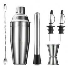 重型不锈钢大容量鸡尾酒/饮品搅拌器，调酒器套装 - 马提尼调酒器套装，带内置滤网、双头量酒器和组合式搅拌勺，750毫升鸡尾酒调酒器，鸡尾酒制作套装，含15/30毫升量酒器等配件，适合家庭/酒吧使用，乔迁礼物，送给丈夫、同事或作为圣诞礼物
