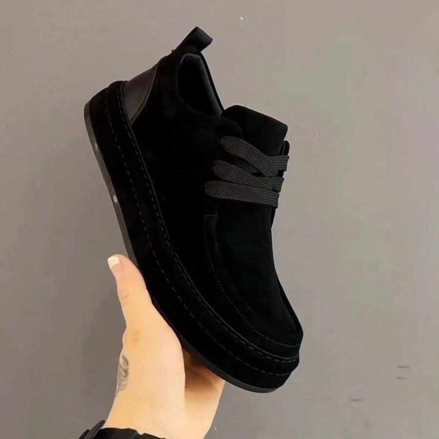 Autumn Men's Shoes Casual Men's Slippers Leather Shoes Simple Retro Shoes, Men's Shoes - màu đen - Xem 1