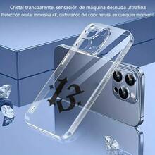 Carcasa de teléfono móvil transparente de moda,Funda de teléfono transparente para iPhone 13 Pro Max color gris con diseño numérico 13 y estrellas estilo gótico ideal para uso diario y protección elegante Para teléfonos Galaxy de Apple - transparente - Ver 3