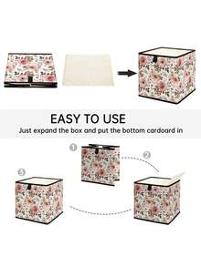 1pc Cartoon Flower Pattern Open Storage Box, Stackable Storage Container, Drawer Style Durable Multipurpose Design, Space-Saving For Home, Dorm, Household Organization, Under Bed Storage - Multicolor - View 11