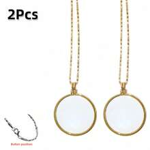 1/2Pcs Metal Magnifying Glass,Sweater Chain Jewelry Magnifying Glass,Neck Magnifying Glass Magnifying Glass Pendant 10x Magnifying Effect Fashionable Magnifying Glass Mother's Day Gift For Enlarged Fonts