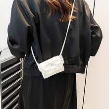 Bolso bandolera pequeño para mujer, bonito bolso bandolera con lazo, ligero y con correa larga. - Blanco - Ver 3