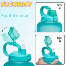 Botella de Agua Motivacional,Botella de Agua Deportiva [2L] con Popote y Marcador de Tiempo,Vaso de agua,Copa de agua,Taza de agua,Boca Ancha, Botella Grande de Agua, Reutilizable,Perfecta para Gimnasio, Trabajo, Escuela y Oficina - BLANCO Y NEGRO - Ver 3