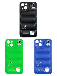 3 piezas Funda de teléfono acolchada minimalista de astronauta en 3D, compatible con iPhone, 17 Pro Max, cubiertas de funda de teléfono, funda de teléfono linda, compatible con iPhone 13/14/15/16/16 Plus/16 Pro Max - Multicolor - Ver 13