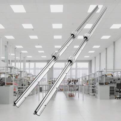 Linear Guide Rail Set, SBR20 1500mm, 2 PCS 59 In/1500 Mm SBR20 Guide Rails And 4 PCS SBR20UU Slide Blocks, Linear Rails And Bearings Kit For Automated Machines DIY Project CNC Router Machines