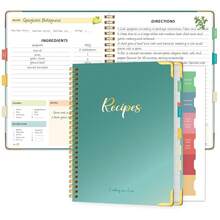BUBU Libro de recetas en blanco, escribe tus propias recetas, libro de recetas en blanco lindo, libro de recetas en blanco de 8X5.6 pulgadas, adecuado para recetas caseras, cuaderno de recetas con tapa dura, escribe tus propias recetas, útiles escolares, vuelta al cole, regalo del Día del Maestro, regalo del Día de la Madre - Verde - Ver 1