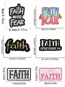 一套3/7片黑白信仰英文字母系列刺绣布贴,虔诚信徒涤纶徽章贴花,DIY服装熨烫布贴,缝纫配件布贴,适用于背包、牛仔裤、夹克、T恤、帽子、连衣裙等。 - 彩色 - 查看 6