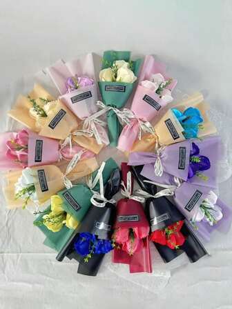 1 pieza Caja de regalo con flor de rosa artificial, set de 3, decoración floral simulada romántica adecuada para el Día de San Valentín, Acción de Gracias, Día de la Madre, Cumpleaños y Aniversario de Bodas