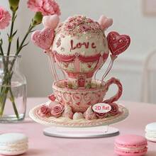 1/3/20 Stücke rosa Riesenrad Heißluftballon 2D flache Acryl Kristall Tischdekoration mit Liebe, Heim Mädchen Zimmer Dekoration Café, Restaurant, Büro Schreibtisch Dekoration, romantisches Jahrestags- oder Valentinstags-Geschenk, Badezimmer Dekoration und Accessoires