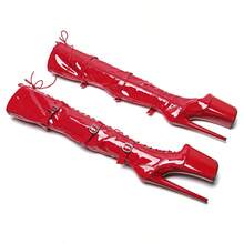 WUXIN H&P Women's Thigh High Boots - 8" Platform Heels & Stiletto | Plus Size Exotic Pole Shoes | Over-Knee Boots For Dance & Fashion - 紅色 - 查看 6