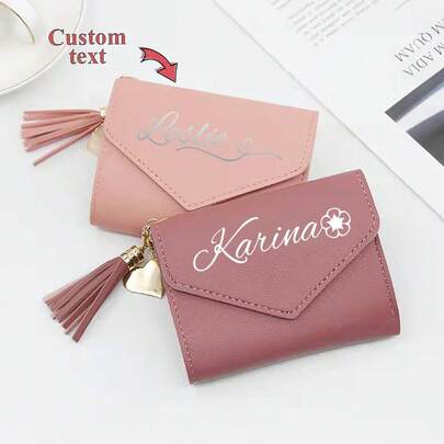 Carteira feminina personalizada com franjas, o melhor presente de aniversário para namorada, bolsa de mão feminina, presente de casamento para madrinhas.