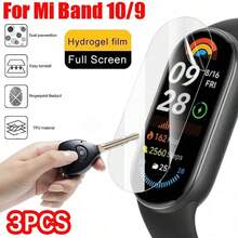 Compatible With Xiaomi Mi Band 10 9 Screen Protector 3pcs Hydrogel Film Anti-Scratch High Transparency Soft Film Flexible Cover Compatible With Xiaomi Mi Band 10 9 Smart Watch Full Screen Protection