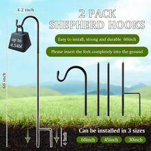 2 Pcs 60 Inch Shepherds Hook For Outdoor Adjustable Bird Feeder Pole Metal Steel Shepard Hooks For Hummingbird Stand Feeder Pole For Garden Plant, Lantern, Hanging Wedding Decor{Inchsize_nameinch:Inch60Inchinch} - 60inch - View 3