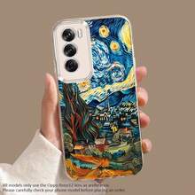 Funda de teléfono Van Gogh Cielo Estrellado Meteoro Compatible con Oppo A3 A3 Pro A3X A16 A17K A38 A40 A55 A57 A57S A58 A60 A76 A77S A78 A79 A80 5G A95 A98 Reno 5 8T 10 11 Pro 12F Funda de teléfono de TPU Transparente a Prueba de Golpes de Cobertura Completa Simple Moda Creativa - Colores mixtos - Ver 6