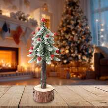 Tabletop Christmas Tree Mini Artificial Pine Tree Desktop Decor For Living Room Home Holiday Party - Burgundy - View 3