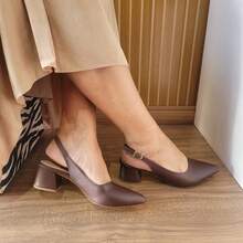 Women's Slingback Pump With 5cm Block Heel - Comfortable And Stylish - Cà phê nâu - Xem 1