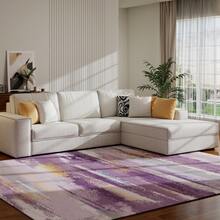 5x7 Ft Abstract Oil Painting Area Rug, Machine Washable Non-Skid Easy Clean Carpet, Fade Pattern For Living Room Bedroom Dining Room Home Office(Pink, Grey, Purple, Brown) - 紫色 - 查看 3