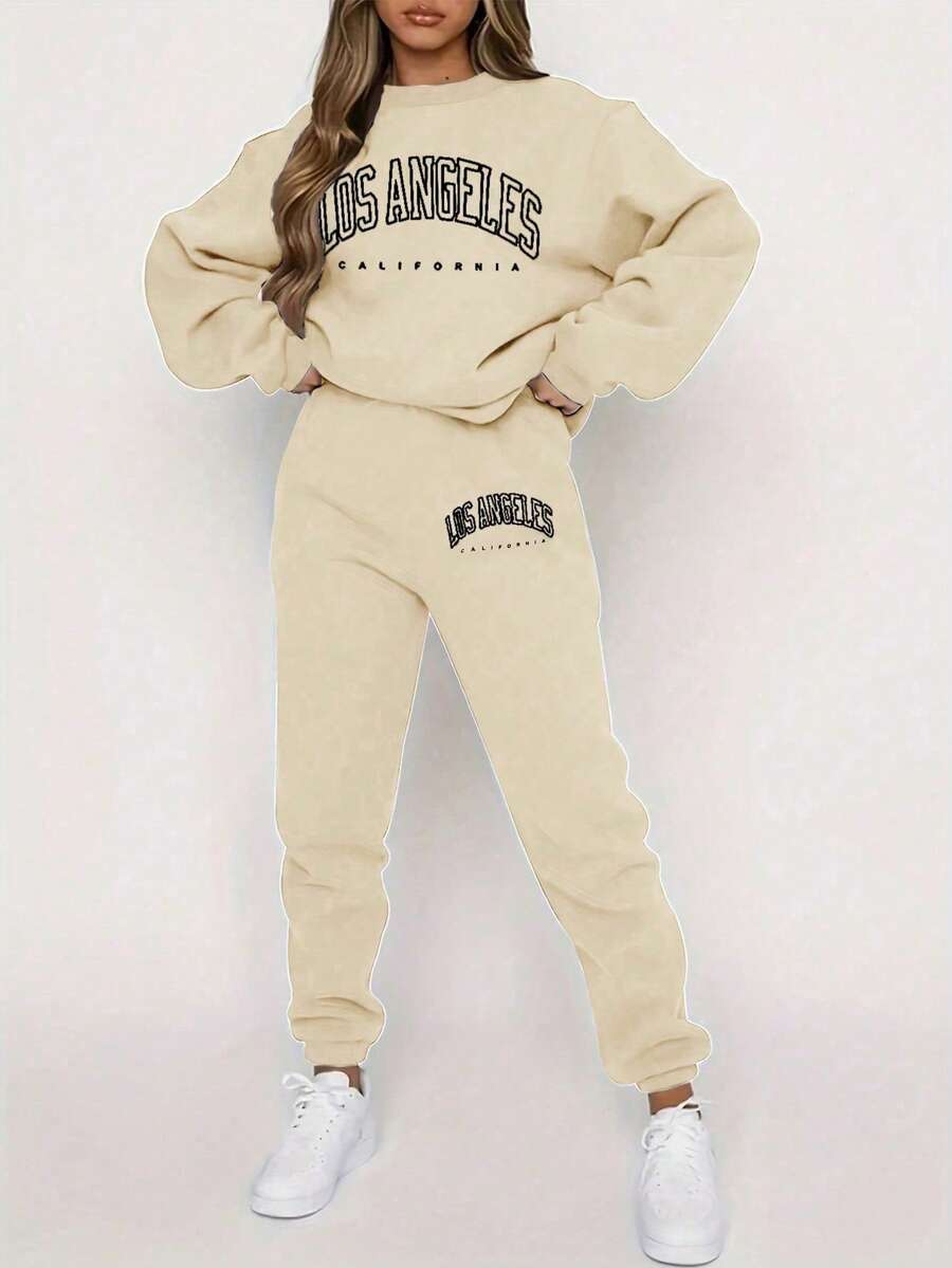 Spring And Autumn Casual Letter Print Pants Suit Jogging Sweatpants Suit