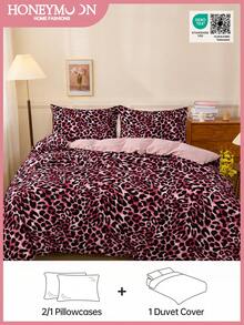 2/3件印花被套套装，柔软透气，可爱印花装饰床罩，完美适合单人床、双人床、特大床、大号床等所有尺寸的床，包含1件被套+1/2件枕套。适用于居家床上用品、学校床上用品和宿舍必需品，经Oeko-Tex认证 - 彩色 - 查看 1