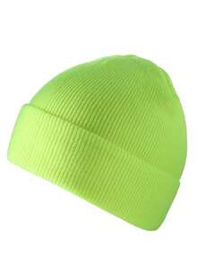 1 pieza Gorro de punto de unicolor, gorro de lana grueso y resistente al viento para ciclismo en otoño e invierno, de moda y versátil, adecuado para el uso diario de hombres y mujeres