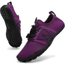 YNIQUE Zapatos de Agua para Hombres y Mujeres, Zapatos de Playa Calzado de Verano al Aire Libre Piscina para Natación, Surf, Barco, con Orificios de Drenaje - Morado y negro - Ver 9