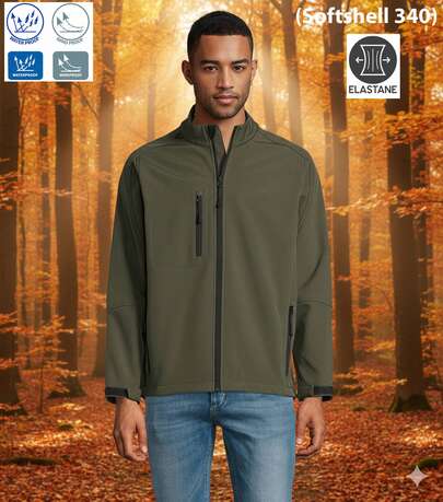 THEGEWA Men's 340gsm Softshell Thermal Jacket With Fleece Lining, Functional Design And Full Zip, 11 Colors Available, Perfect For Outdoor Use And Customization - Available S To 3XL - MARNAULA