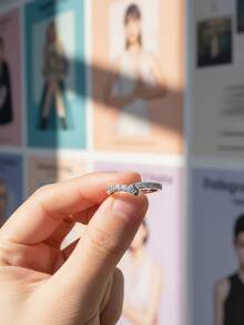 Stylever 1 Stück exquisiter V-förmiger Ring Damenschmuck für Frauen 925er Sterling Silber einfach mit Zirkonia besetzt Ring Feiner Schmuck für Mädchen Geburtstagsgeschenke für den Alltag Dating Dekoration