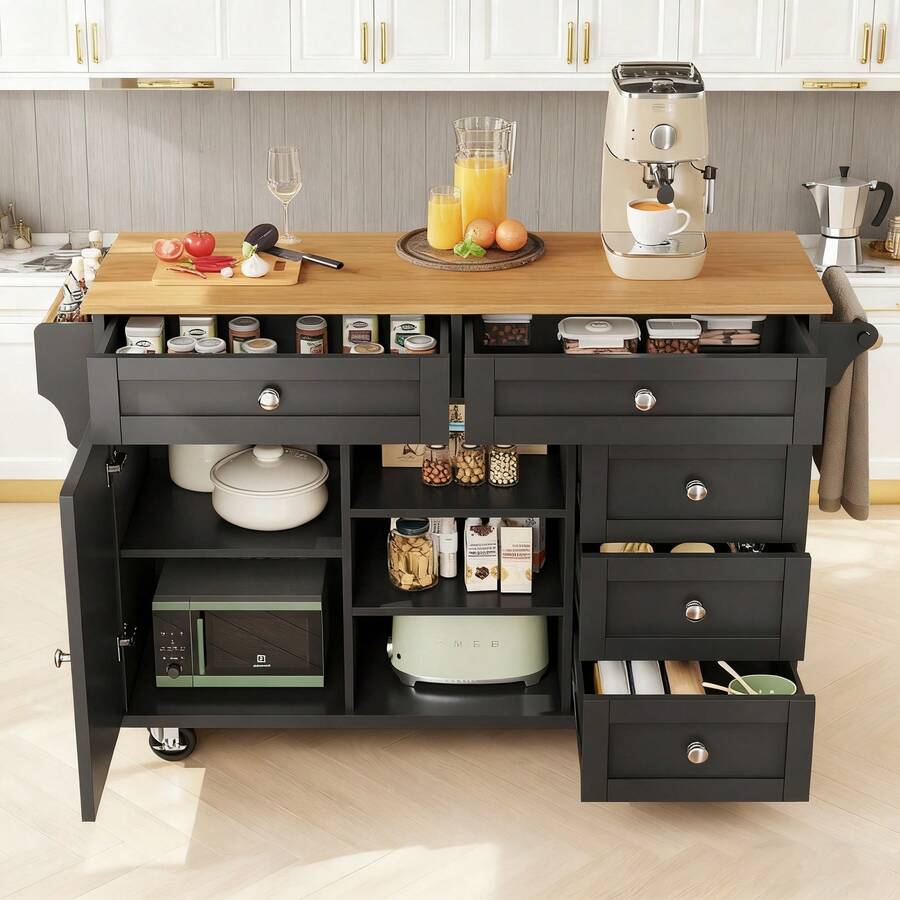Mobile Storage Islands - Black + MDF - View 1