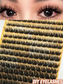 156 piezas de pestañas postizas individuales agrupadas, hechas profesionalmente, efecto natural, rizo en forma de D, adecuadas para extensión de pestañas DIY para looks glamorosos, longitud de 10-16 mm, apariencia natural de grupos de pestañas, pestañas agrupadas esponjosas, extensión de pestañas DIY, grupos de pestañas, pestañas postizas individuales, pestañas, pestañas postizas