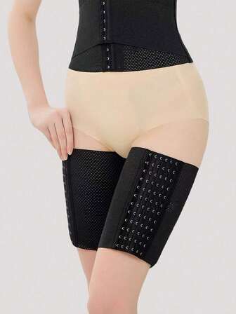 1 par lårformande band i asiatisk storlek, tryckknappsdesign, andningsbara och bekväma, sportassistans, skavfria elastiska lårband, formande kompressionsband, lämpliga för fitness, sport och daglig pendling