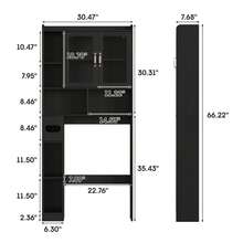 Vabches Over The Toilet Storage Cabinet, Over Toilet Bathroom Organizer With Multiple Storage Shelves, Toilet Paper Holder And 2 Acrylic Doors, Space-Saving Toilet Rack For Bathroom, Laundry, Restroom - màu đen - Xem 2
