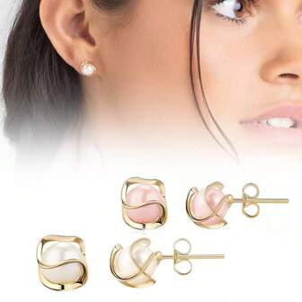 1 par de pendientes de perlas falsas, adecuados para el uso diario de las mujeres