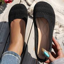 Giày đế bằng mũi tròn cho nữ, Dép đan, Giày ba lê thoáng khí cỡ lớn, Giày đế bằng cổ thấp thoải mái cho nữ mùa hè, Giày mẹ, Giày nữ mùa xuân đa năng, Phong cách Boho màu đen, trắng, xanh ô liu, be, xanh da trời, xanh nhạt, kaki, nâu nhạt, xanh navy, vàng, cho mùa xuân và mùa thu - màu đen - Xem 11