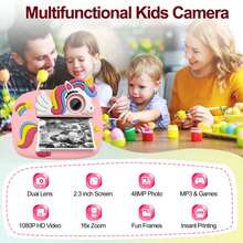 儿童即时打印相机套装,儿童即时打印相机,儿童即时相机,相机套装,适合3-12岁男孩女孩作为圣诞节、生日和新年礼物,相机玩具 - AX3290大小眼 - 查看 8