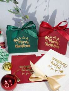 10 piezas Cajas de regalo de Navidad con cinta - Diseño festivo rojo 'Feliz Navidad' para dulces, chocolates y regalos pequeños - Ideal para decoración navideña, recuerdos de fiesta y relleno de calcetines, y decoraciones navideñas Feliz Navidad, Navidad - Multicolor - Ver 8