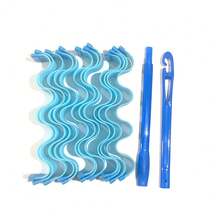 便携式魔术卷发器套装，带造型钩，无需加热，螺旋卷发棒，水波纹卷发套装，美发造型配件，卷发器，美发造型工具，DIY卷发棒，编织网卷发钳，波浪卷发器，免加热卷发器 - 彩色 - 查看 12