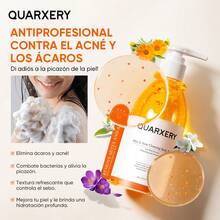 Set de Cuidado Facial Anti-Acné QUARXERY | Gel de Ducha Anti-Ácaros + Lapicero Preciso 3 en 1 para Piel Sin Imperfecciones - Naranja - Ver 3
