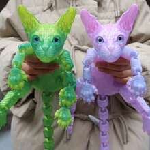 1 件 50 厘米/19.69 英寸 3D 打印巨型狮身人面像猫雕像，无毛猫家居装饰，逼真的仿真眼睛，全身可活动关节，彩虹系列猫装饰，节日装饰礼物，圣诞节，万圣节装饰，猫爱好者的完美礼物 - 彩色 - 查看 11