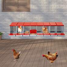 gladney 8-Compartment Red PP Chicken Nesting Box With Front Egg Collection, Freestanding Or Wall-Mounted, Sloped Roof Drain Holes And Non-Slip Lids, 222.8*51.5*46.5cm - Đỏ - Xem 6