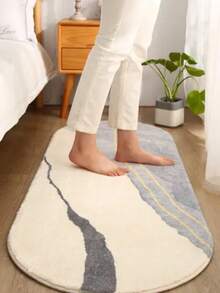 1pc Soft Plush Faux Wool Rug - Cozy, Warm, Fashionable Striped Design, Suitable For Bedroom Or Living Room, Machine Washable, Light Beige With Gray Accents, Comfortable Decorative Mat For Sofa Or Coffee Table, Casual Floor Covering | Living Room Carpet, Home Decor Rug, Holiday Decoration